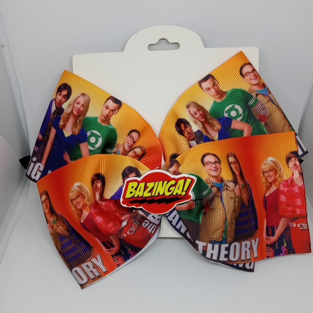 Hand Crafted Big Bang Theory Hair Bow - Orange and Red